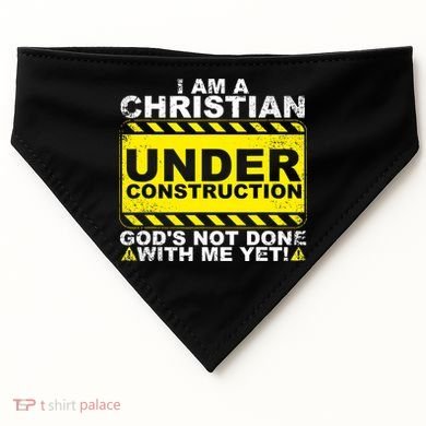 Funny Christian Under Construction Catholic USA-Made Doggie Bandana