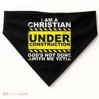 Funny Christian Under Construction Catholic USA-Made Doggie Bandana thumb 0