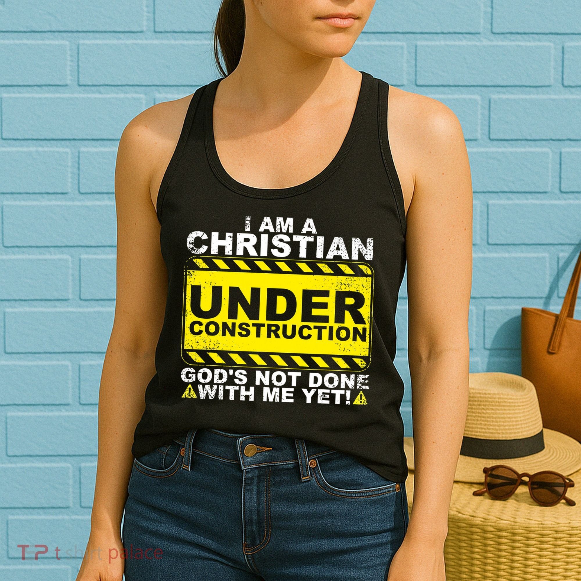 Funny Christian Under Construction Catholic Women's Tank Top