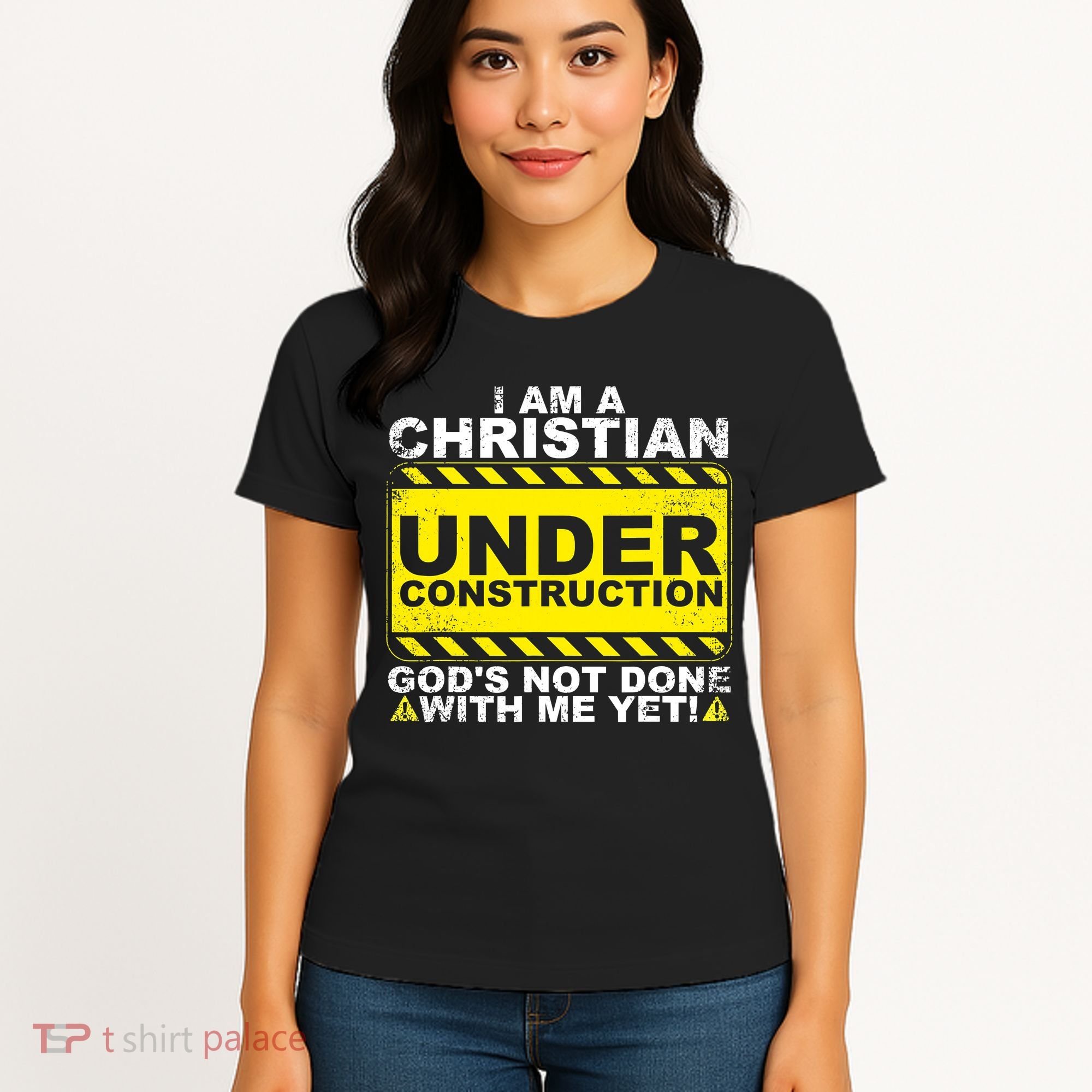 Funny Christian Under Construction Catholic Women's T-Shirt