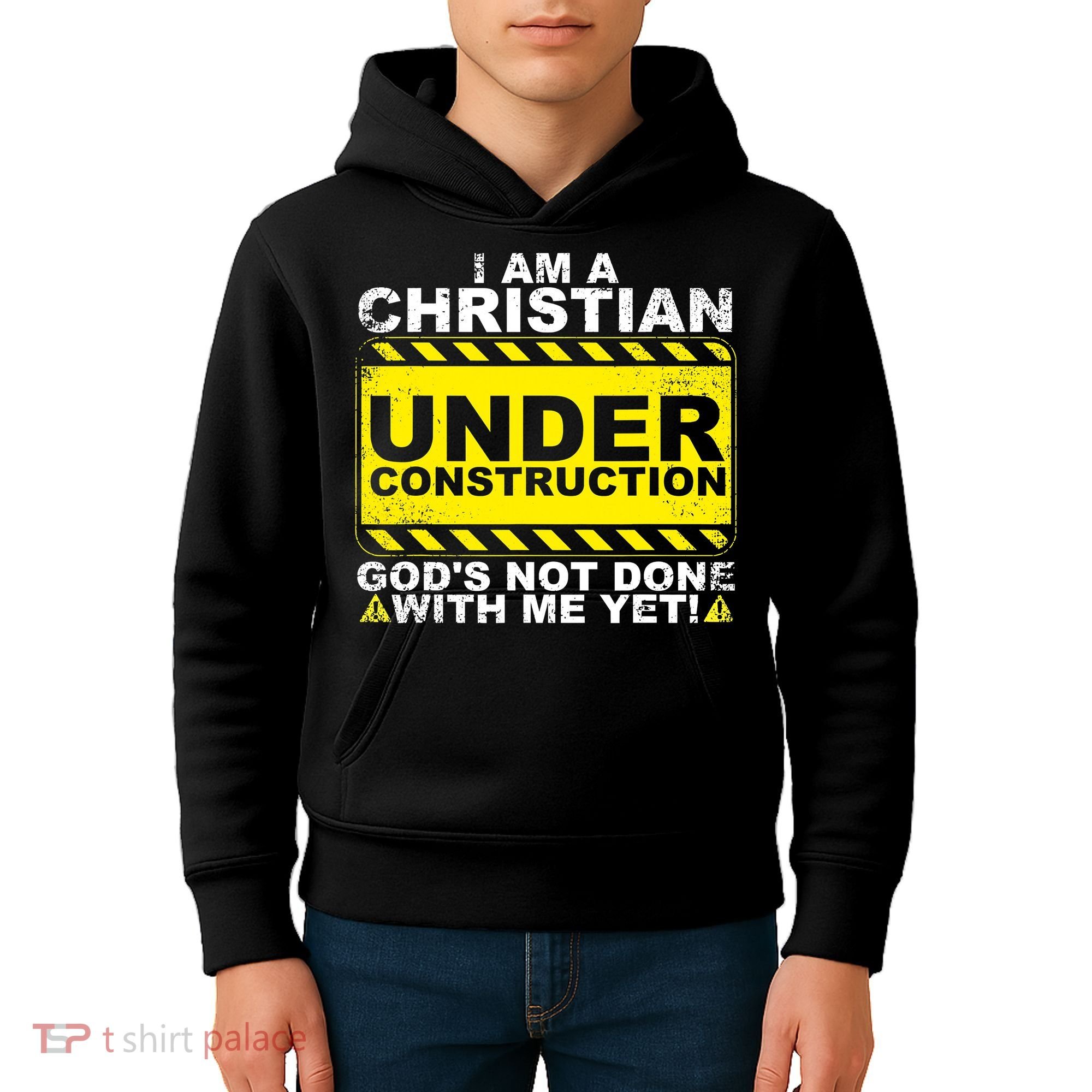 Funny Christian Under Construction Catholic Kids Hoodie