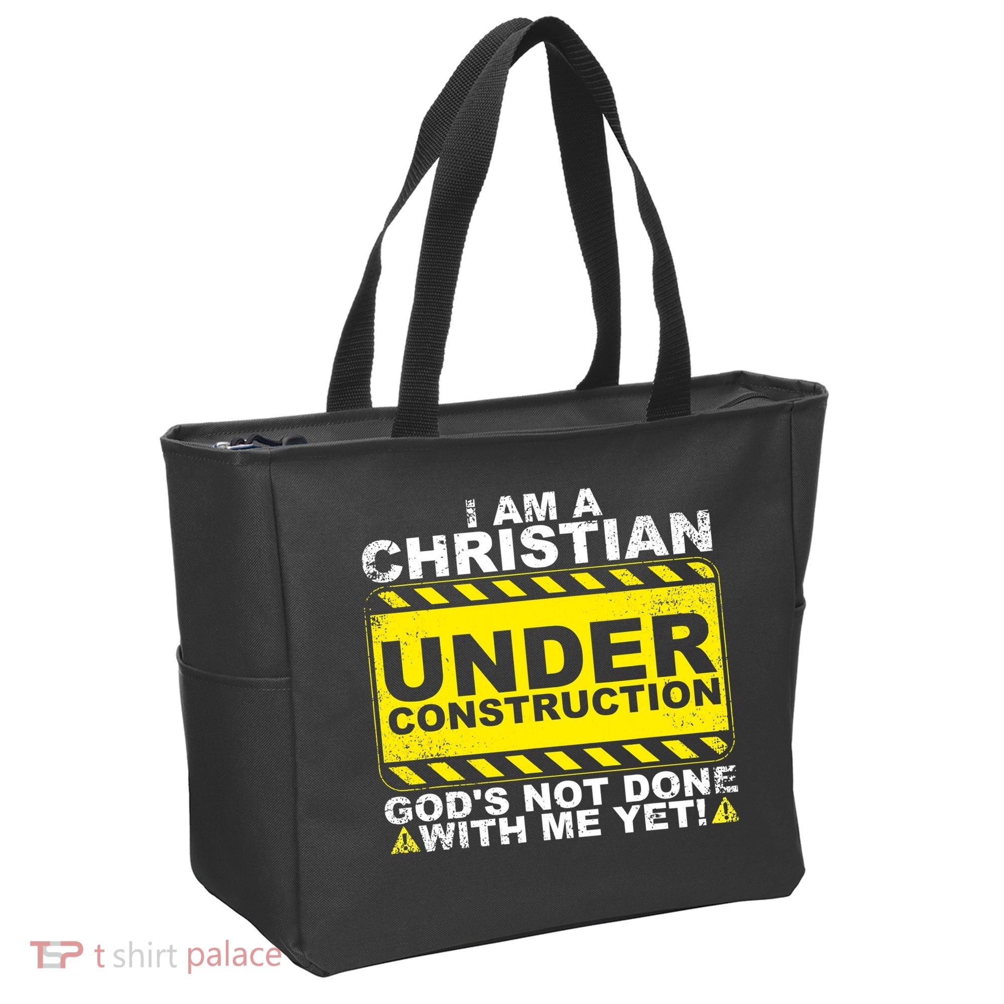 Funny Christian Under Construction Catholic Tote Bag