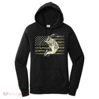 Fishing Camouflage Us American Flag Bass Fish Fisherman Camo Women's Hoodie thumb 0