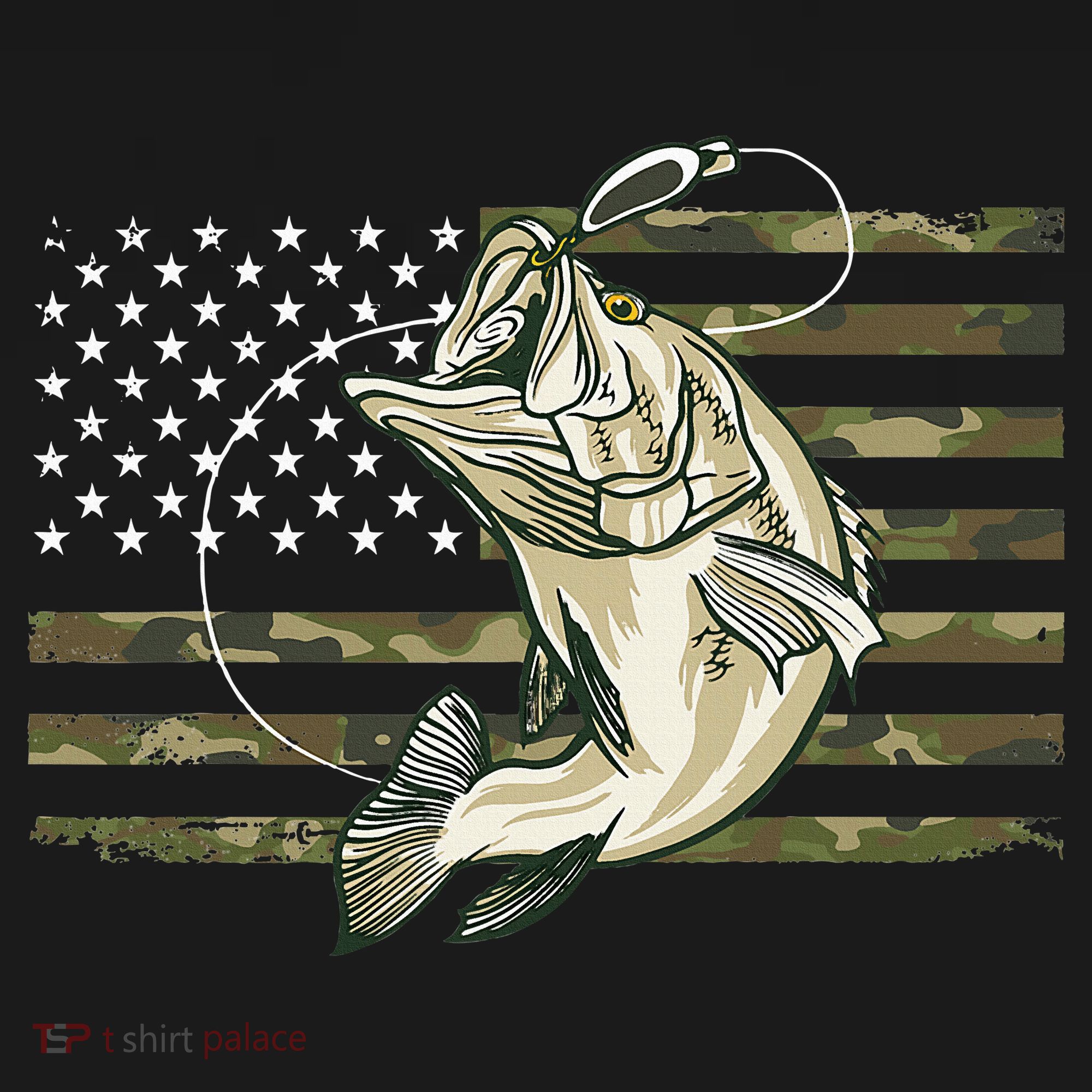 Fishing Camouflage Us American Flag Bass Fish Fisherman Camo Women's Hoodie
