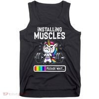 Funny Cute Unicorn Workout Gym Fitness Weightlifting Gift Tank Top thumb 0