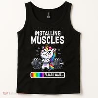Funny Cute Unicorn Workout Gym Fitness Weightlifting Gift Tank Top thumb 2