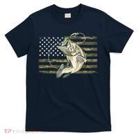 Fishing Camouflage US American Flag Bass Fish Fisherman Camo T-Shirt thumb 0