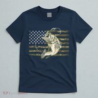 Fishing Camouflage US American Flag Bass Fish Fisherman Camo T-Shirt thumb 5