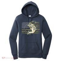 Fishing Camouflage US American Flag Bass Fish Fisherman Camo Women's Hoodie thumb 0