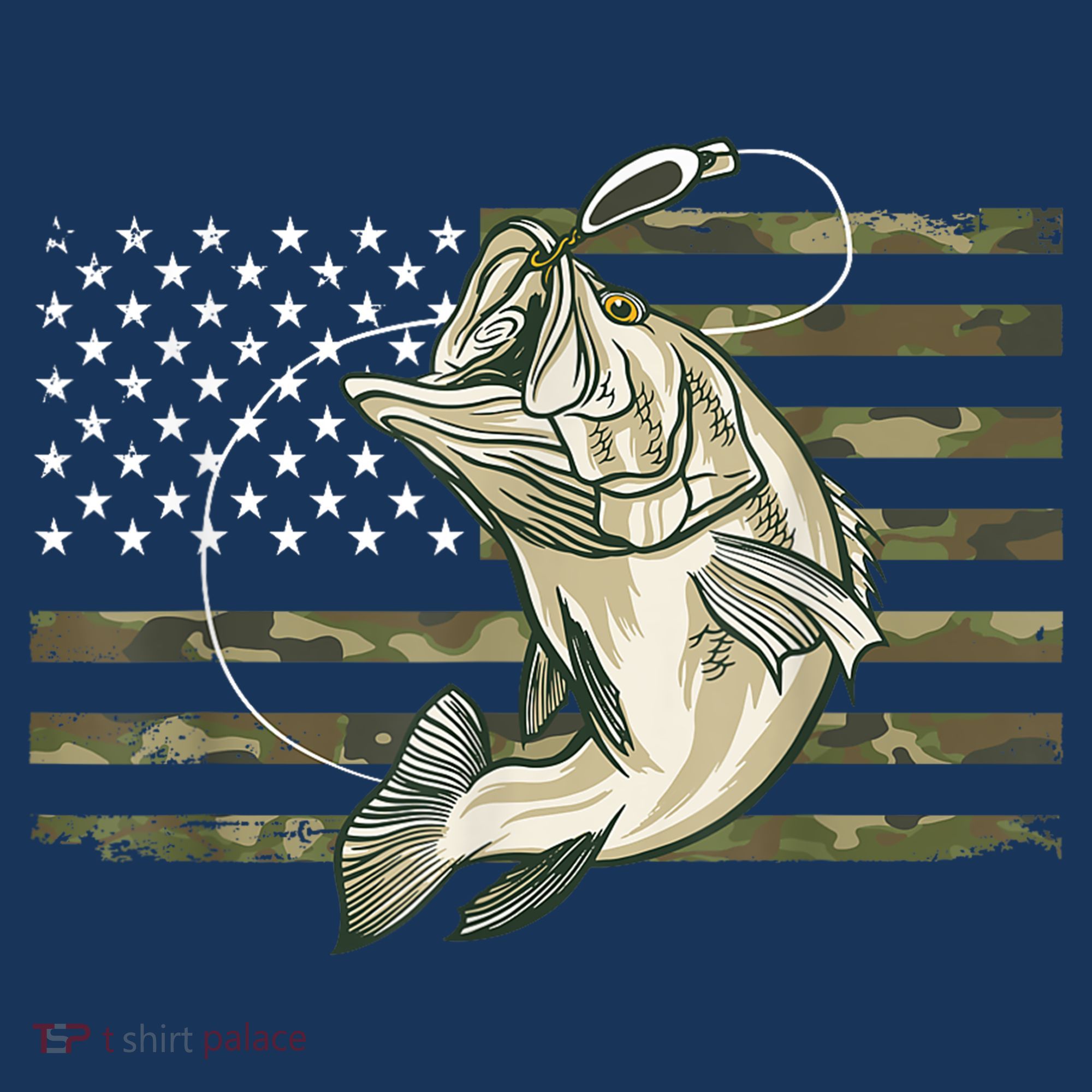 Fishing Camouflage US American Flag Bass Fish Fisherman Camo Women's Hoodie