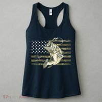 Fishing Camouflage US American Flag Bass Fish Fisherman Camo Women's Tank Top thumb 3