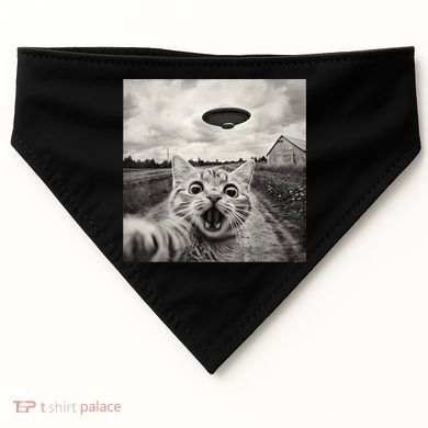 Funny Cat Ufo Alien Selfie USA-Made Doggie Bandana