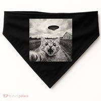 Funny Cat Ufo Alien Selfie USA-Made Doggie Bandana thumb 0