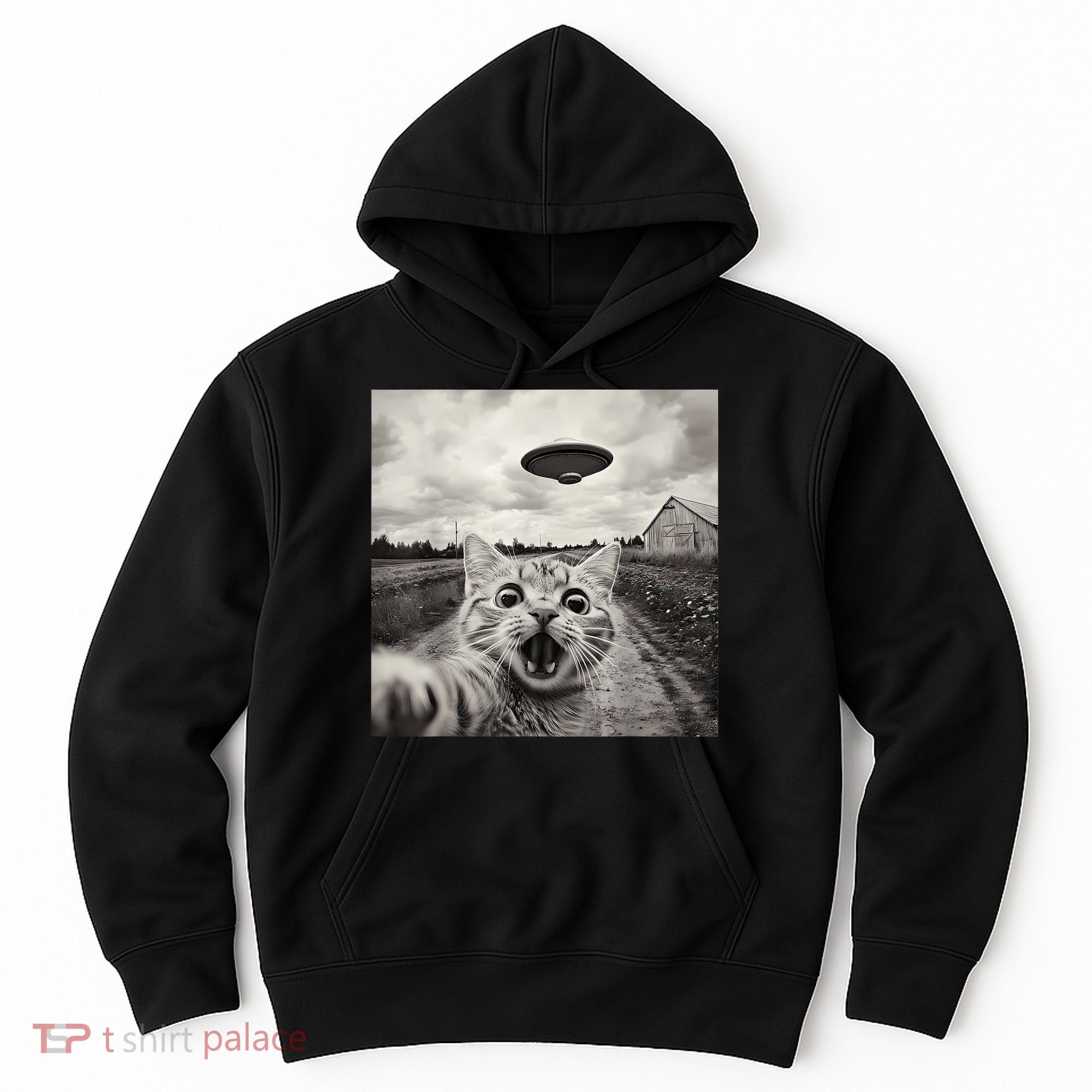 Funny Cat Ufo Alien Selfie Hoodie