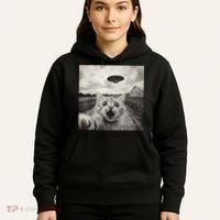 Funny Cat Ufo Alien Selfie Hoodie thumb 5