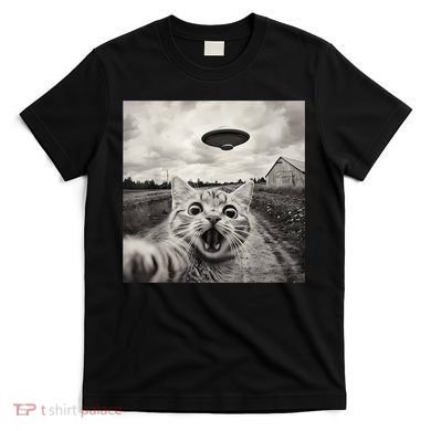 Funny Cat Ufo Alien Selfie T-Shirt