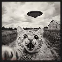 Funny Cat Ufo Alien Selfie Button thumb 1