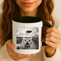 Funny Cat Ufo Alien Selfie Coffee Mug thumb 3