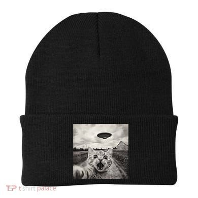 Funny Cat Ufo Alien Selfie Beanie