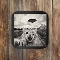 Funny Cat Ufo Alien Selfie Coaster thumb 0