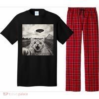 Funny Cat Ufo Alien Selfie Pajama Set thumb 0