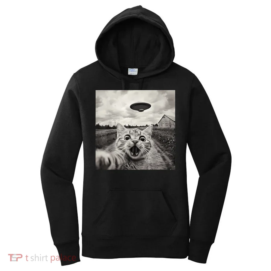 Funny Cat Ufo Alien Selfie Women's Hoodie