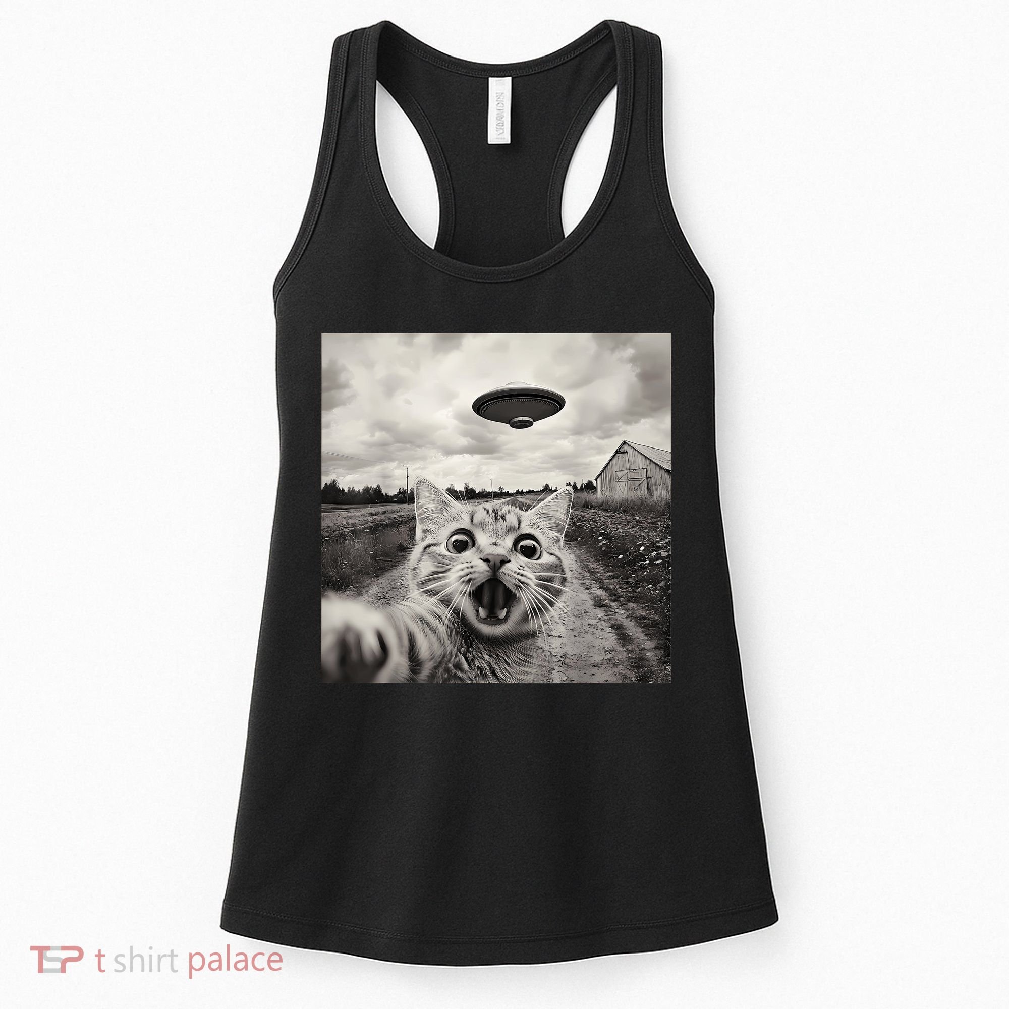 Funny Cat Ufo Alien Selfie Women's Tank Top