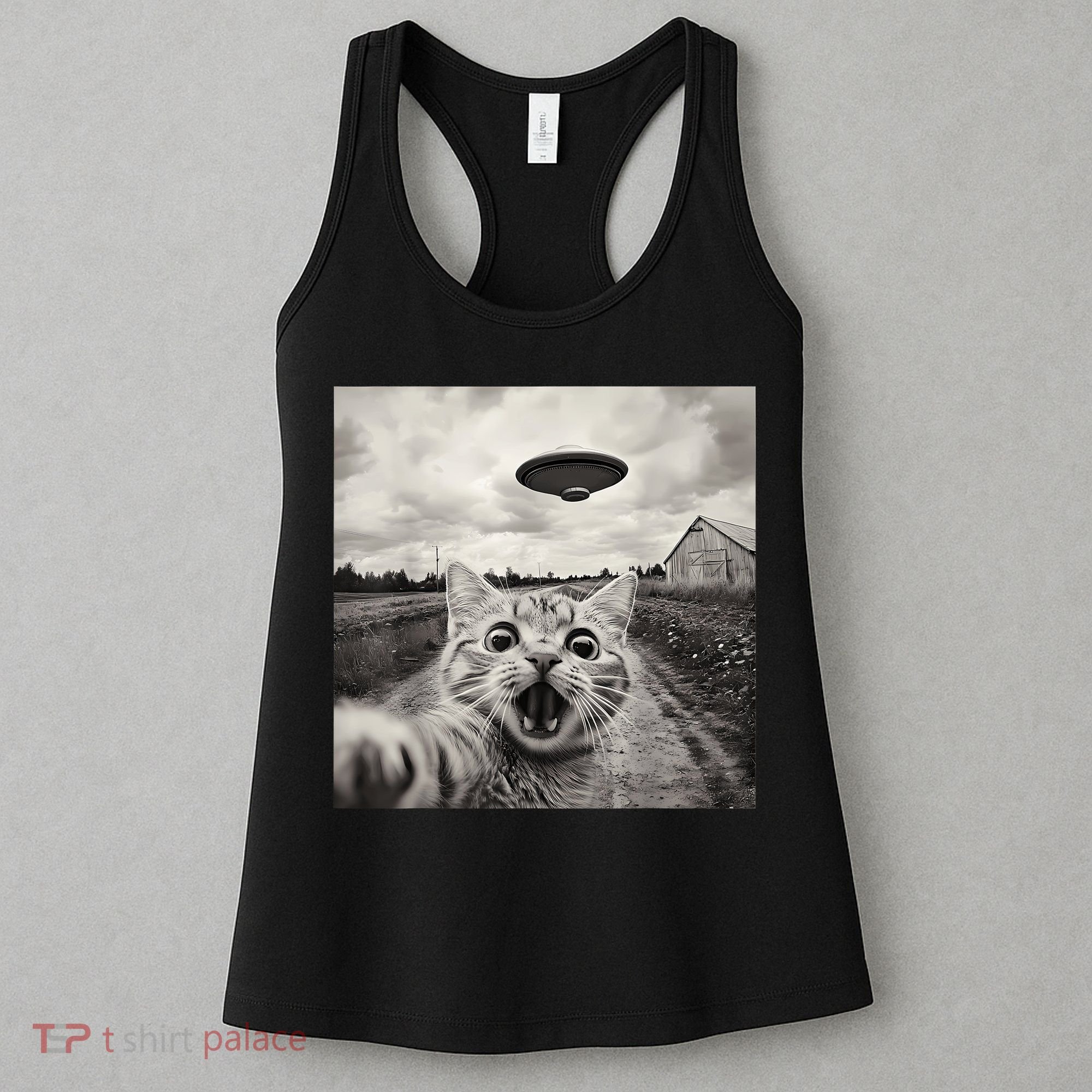 Funny Cat Ufo Alien Selfie Women's Tank Top