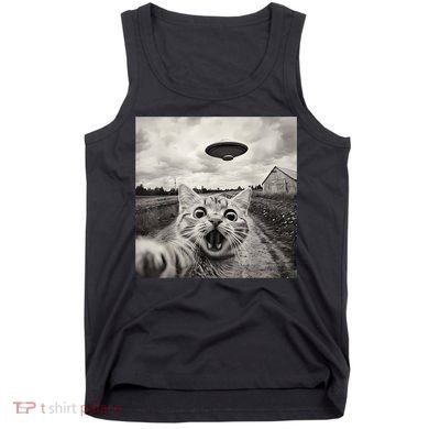 Funny Cat Ufo Alien Selfie Tank Top