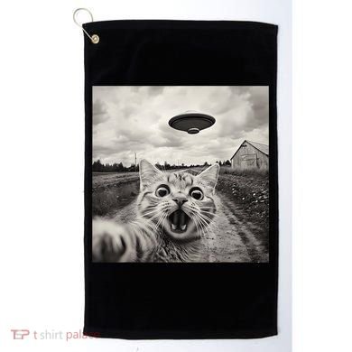 Funny Cat Ufo Alien Selfie Golf Towel