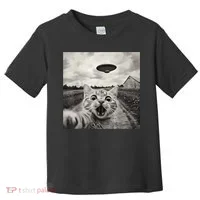 Funny Cat Ufo Alien Selfie Toddler T-Shirt thumb 0