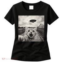 Funny Cat Ufo Alien Selfie Women's T-Shirt thumb 0
