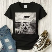 Funny Cat Ufo Alien Selfie Women's T-Shirt thumb 3