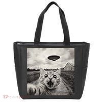 Funny Cat Ufo Alien Selfie Tote Bag thumb 0