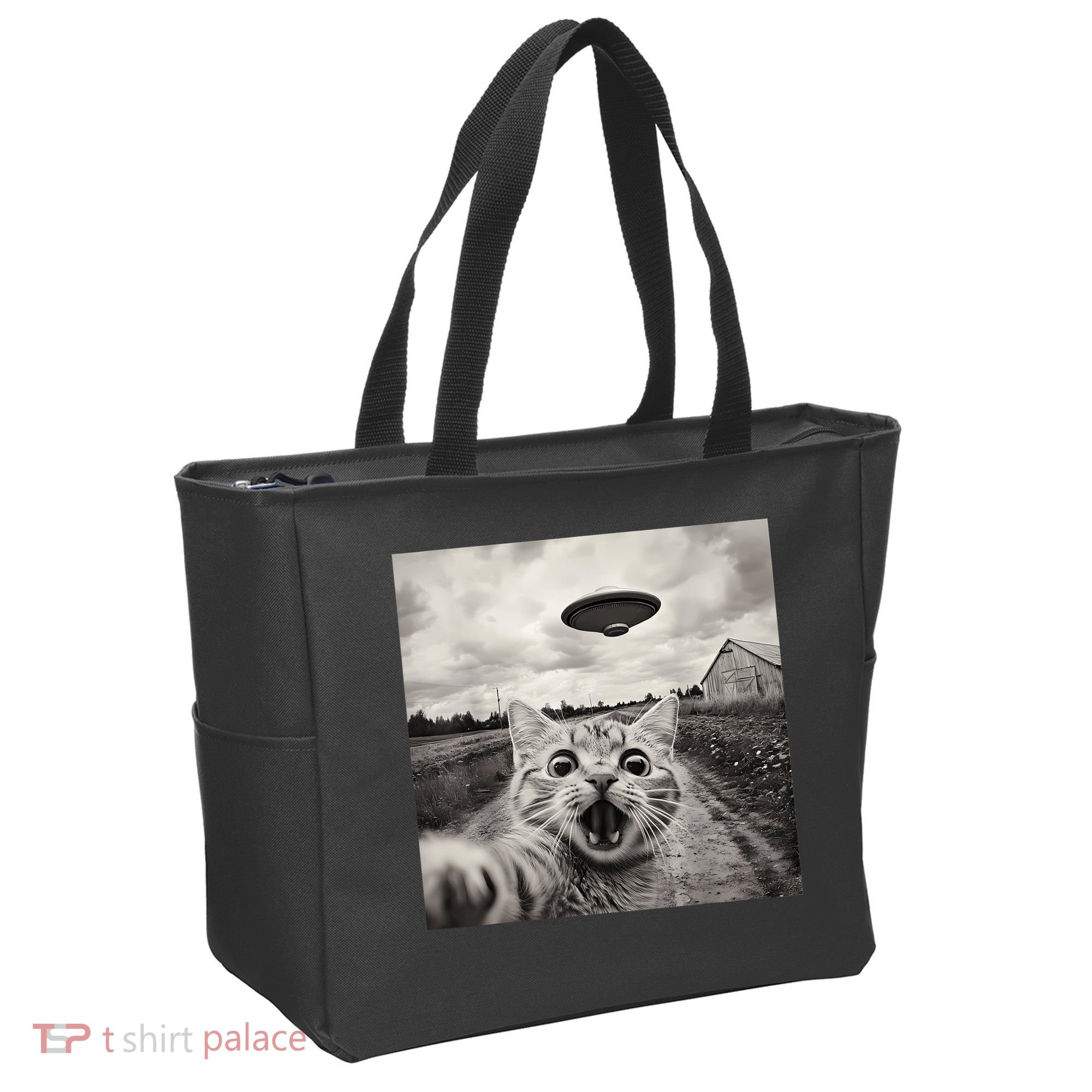 Funny Cat Ufo Alien Selfie Tote Bag