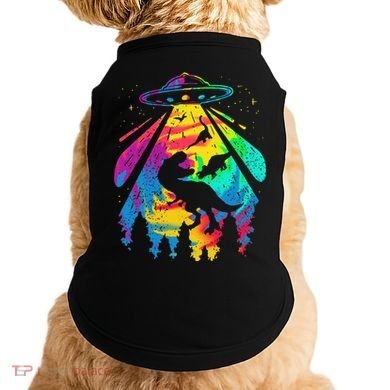 Funny Colorful Ufo Alien Trex Dinosaurs Abduction Doggie Tank