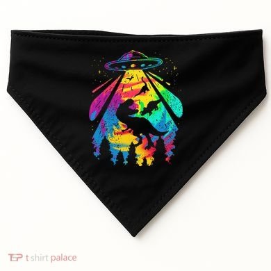Funny Colorful Ufo Alien Trex Dinosaurs Abduction USA-Made Doggie Bandana