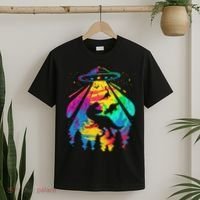 Funny Colorful Ufo Alien Trex Dinosaurs Abduction T-Shirt thumb 2