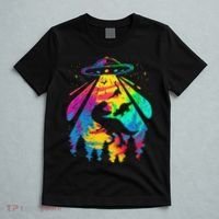 Funny Colorful Ufo Alien Trex Dinosaurs Abduction T-Shirt thumb 5