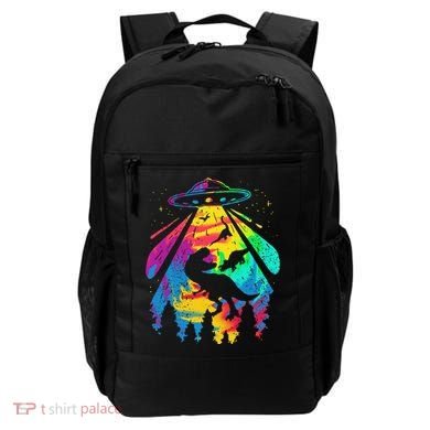 Funny Colorful Ufo Alien Trex Dinosaurs Abduction Backpack