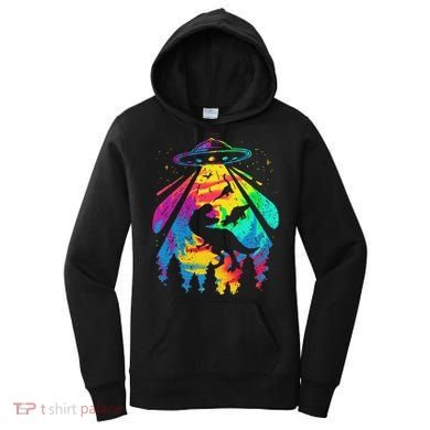 Funny Colorful Ufo Alien Trex Dinosaurs Abduction Women's Hoodie