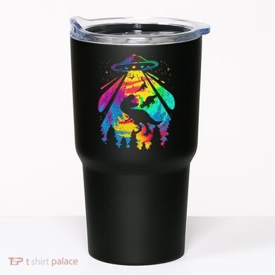 Funny Colorful Ufo Alien Trex Dinosaurs Abduction Tumbler