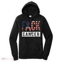 F*ck Cancer USA American Flag Ribbon Women's Hoodie thumb 0
