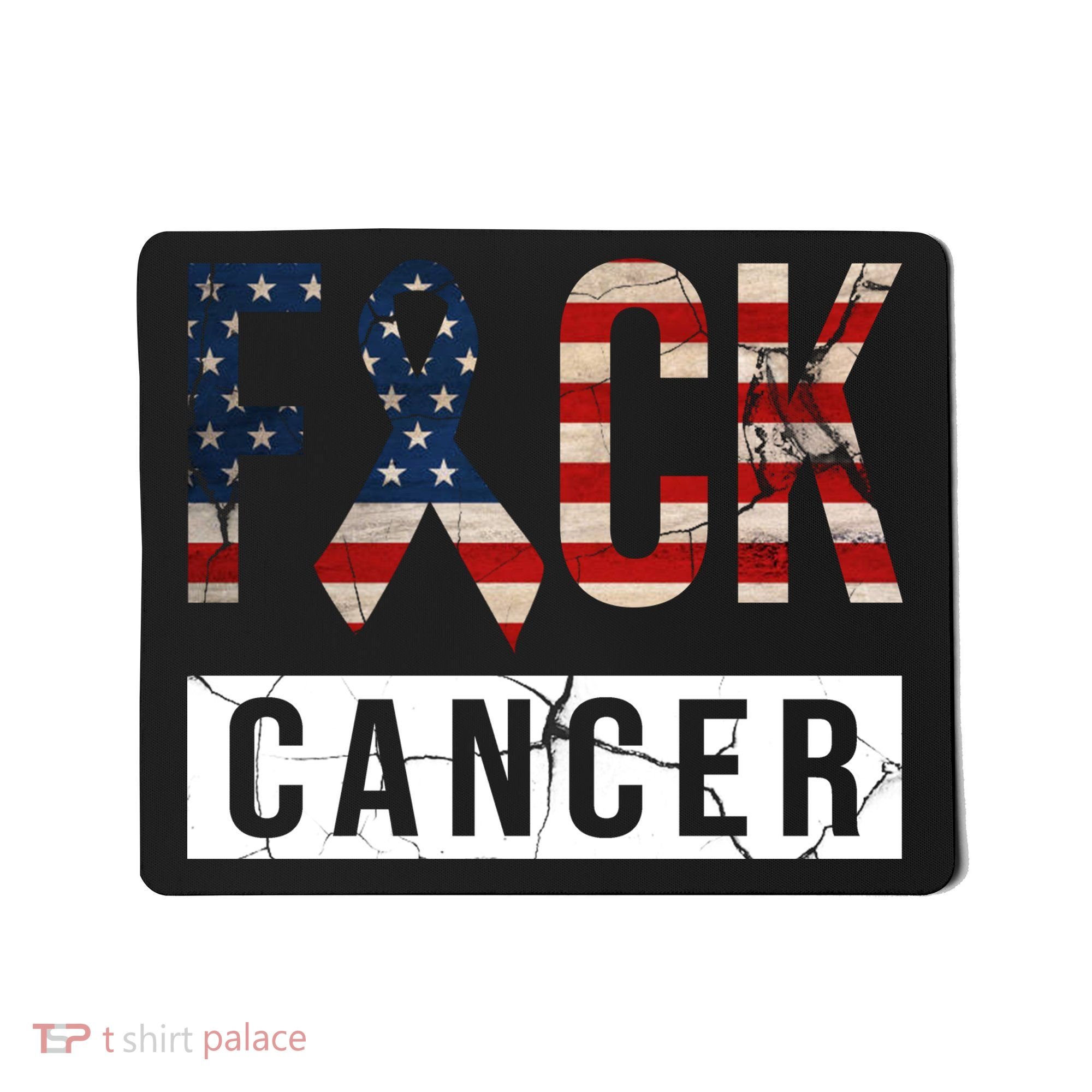 F*ck Cancer USA American Flag Ribbon Mousepad