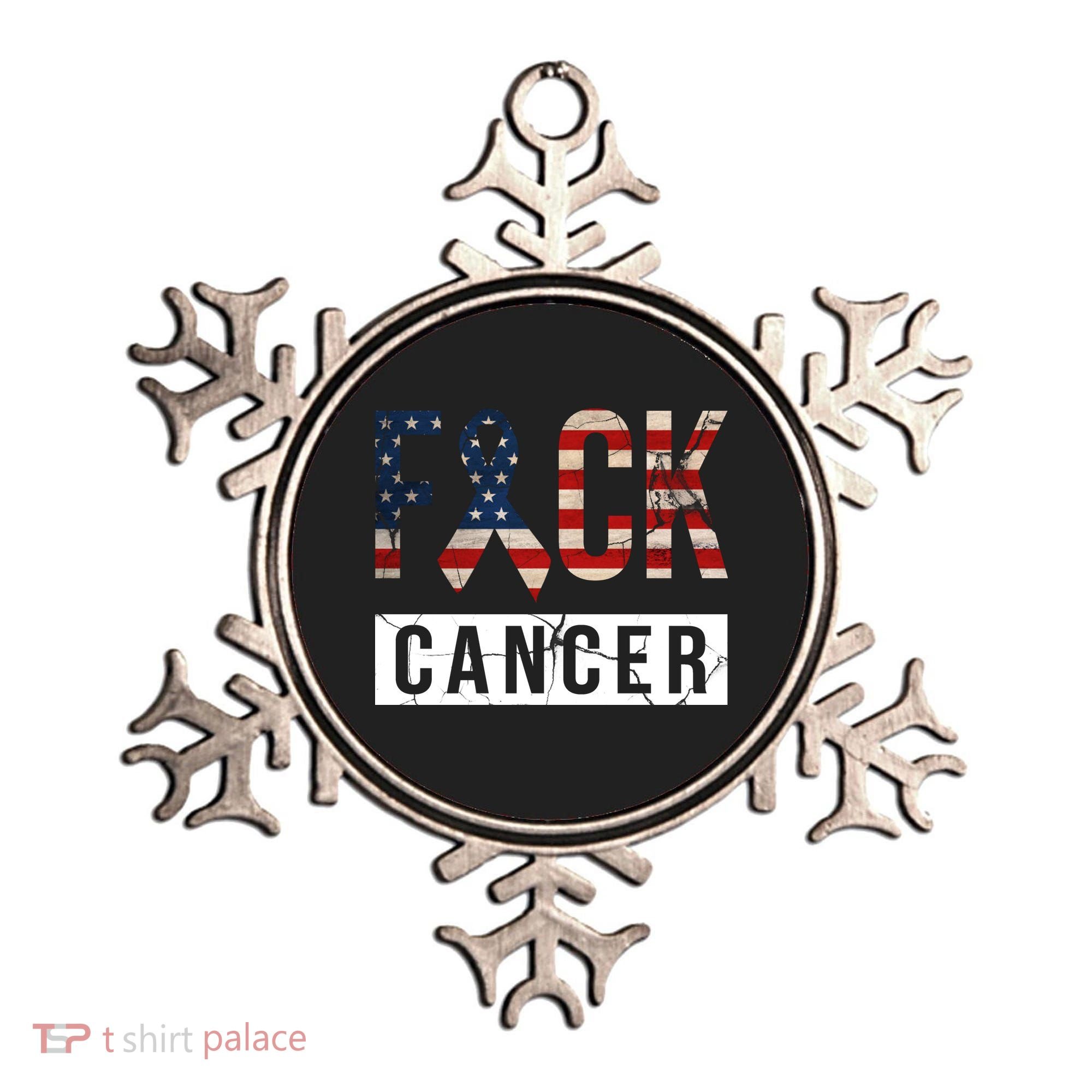 F*ck Cancer USA American Flag Ribbon Ornament
