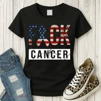 F*ck Cancer USA American Flag Ribbon Women's T-Shirt thumb 3
