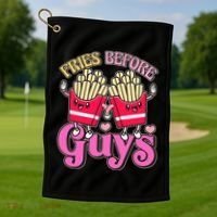 Funny Cute Valentines Day Fries Before Guys Golf Towel thumb 1