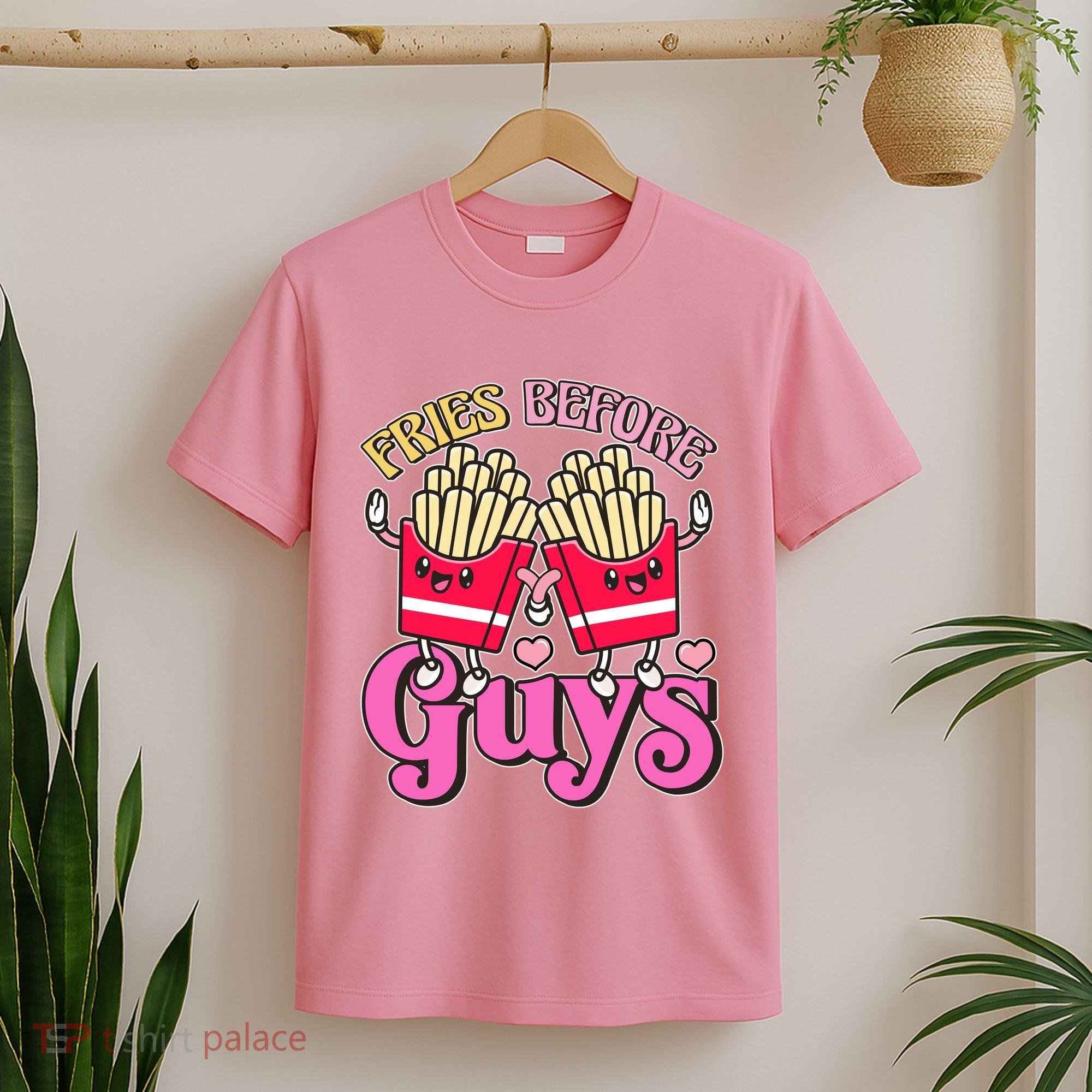 Funny Cute Valentines Day Fries Before Guys T-Shirt