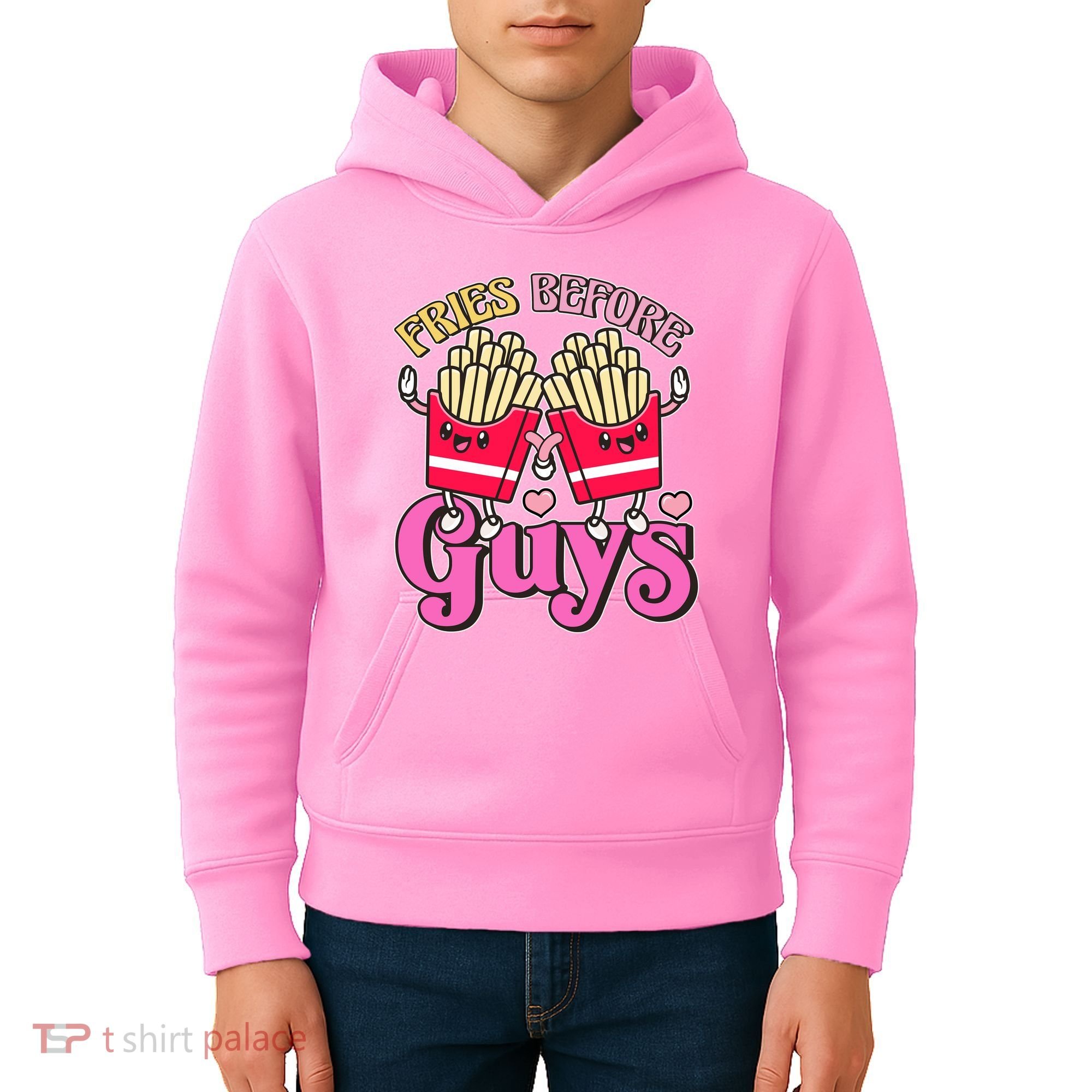 Funny Cute Valentines Day Fries Before Guys Kids Hoodie