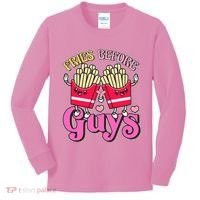 Funny Cute Valentines Day Fries Before Guys Kids Long Sleeve Shirt thumb 0
